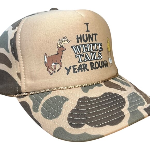 I hunt White tails year around Hat camouflage Snapback Hat Mens Hunter Gift - Picture 3 of 5